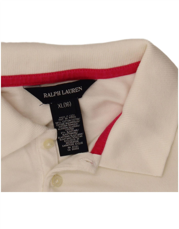 Ralph Lauren Polo Manga Larga Niña 13-14 Años XL Algodón Blanco