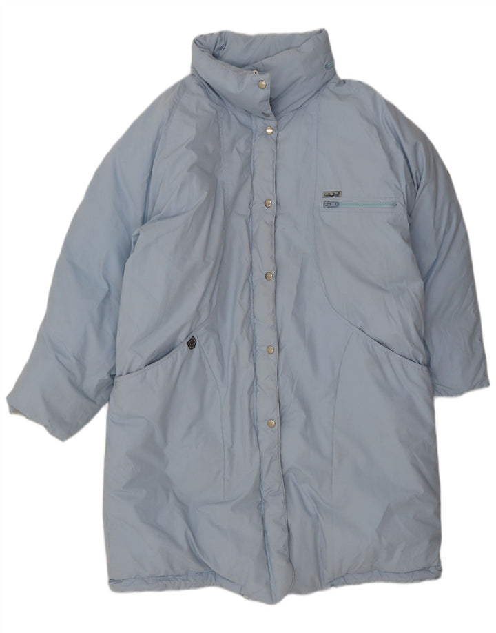 Vintage mujer abrigo acolchado de gran tamaño EU 42 azul grande