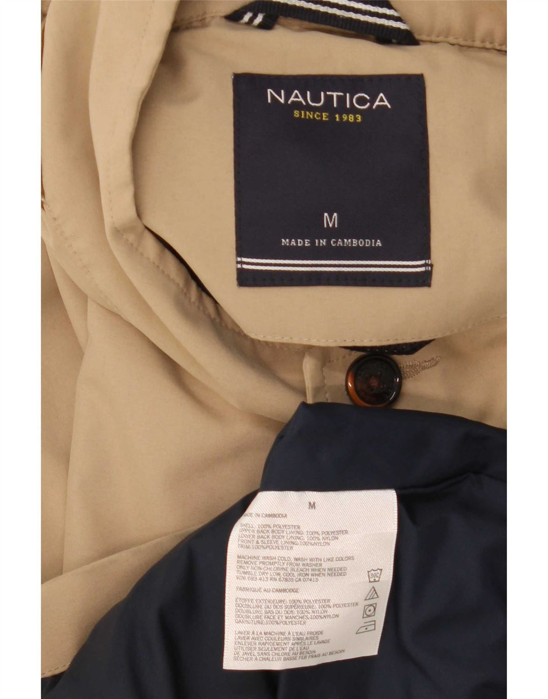 Nautica Chaqueta Bomber para Hombre UK 38 Poliéster Beige Medio