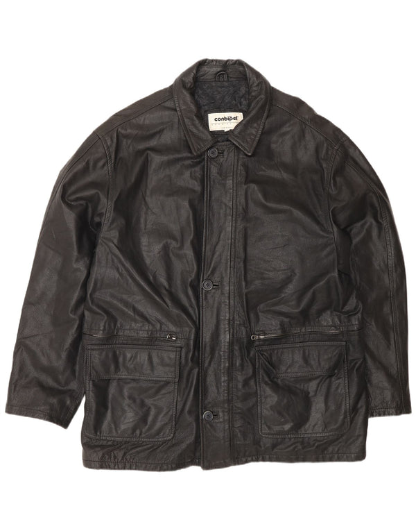 Conbipel Chaqueta de cuero para hombre IT 56 2XL Cuero negro