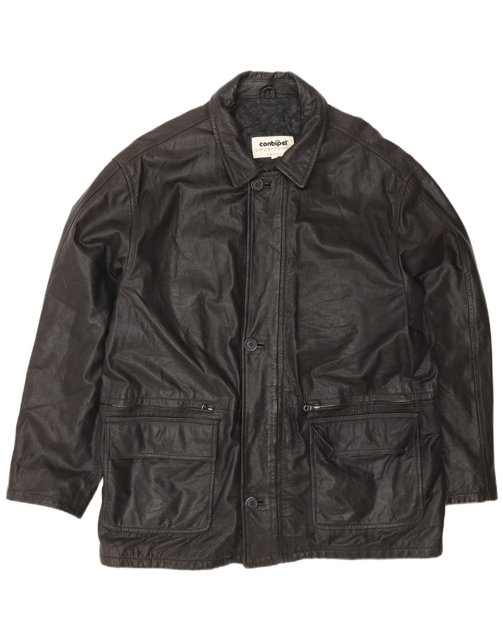 Conbipel Chaqueta de cuero para hombre IT 56 2XL Cuero negro