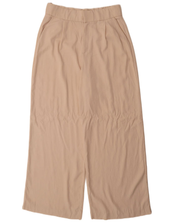 Zara Mujer Pantalón Chino Pierna Ancha De Talle Alto XL W32 L32 Beige Lyocell