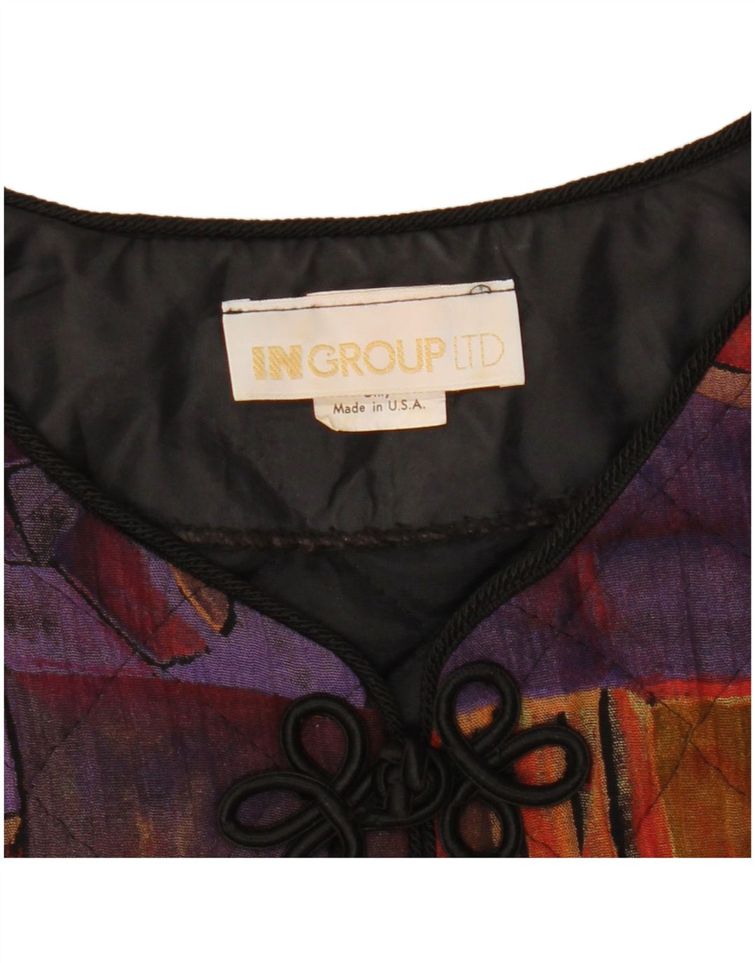 VINTAGE Mujer Crop Blazer Chaqueta US 10 Grande Multicolor Geométrico