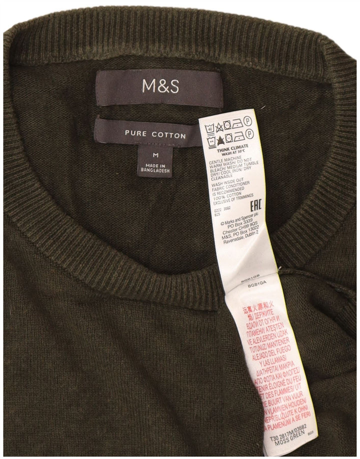 Marks & Spencer Suéter con Cuello Redondo para Hombre Algodón Caqui Medio