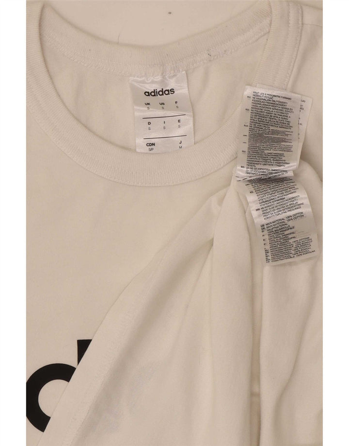 Adidas - Camiseta gráfica para hombre, talla pequeña, algodón blanco