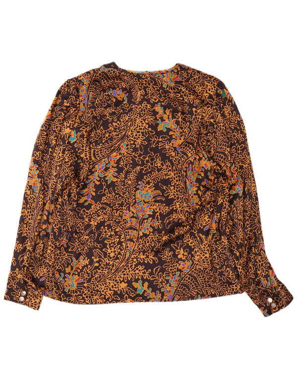 Blusa Domina Mujer IT 48 XL Seda Floral Marrón