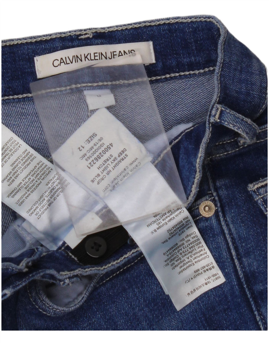 CALVIN KLEIN Vaqueros rectos para niña 11-12 años W26 L23 Azul Algodón
