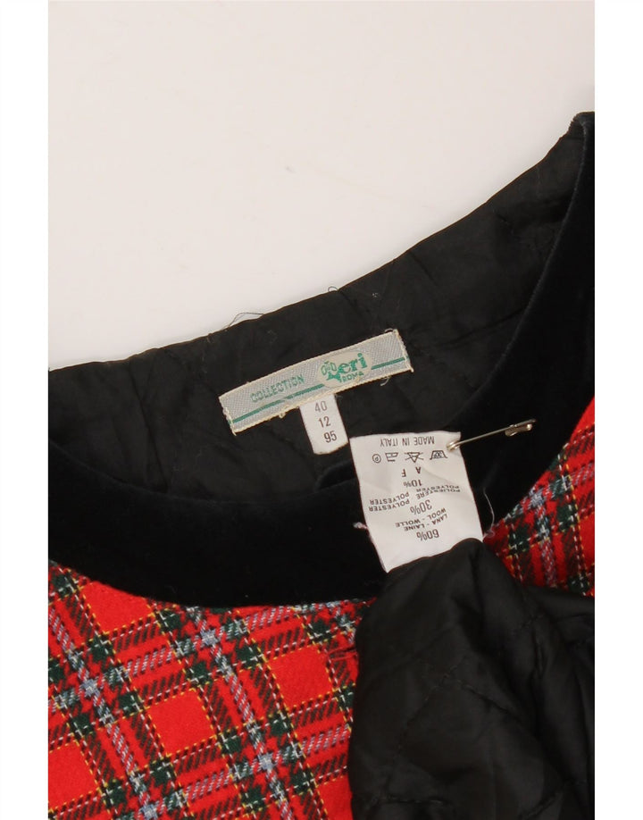 Vintage mujer crop bomber chaqueta IT 40 pequeña lana de cuadros rojos