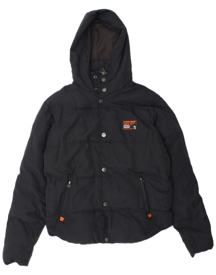 Superdry Chaqueta acolchada con capucha para hombre UK 40 Large Nylon azul marino