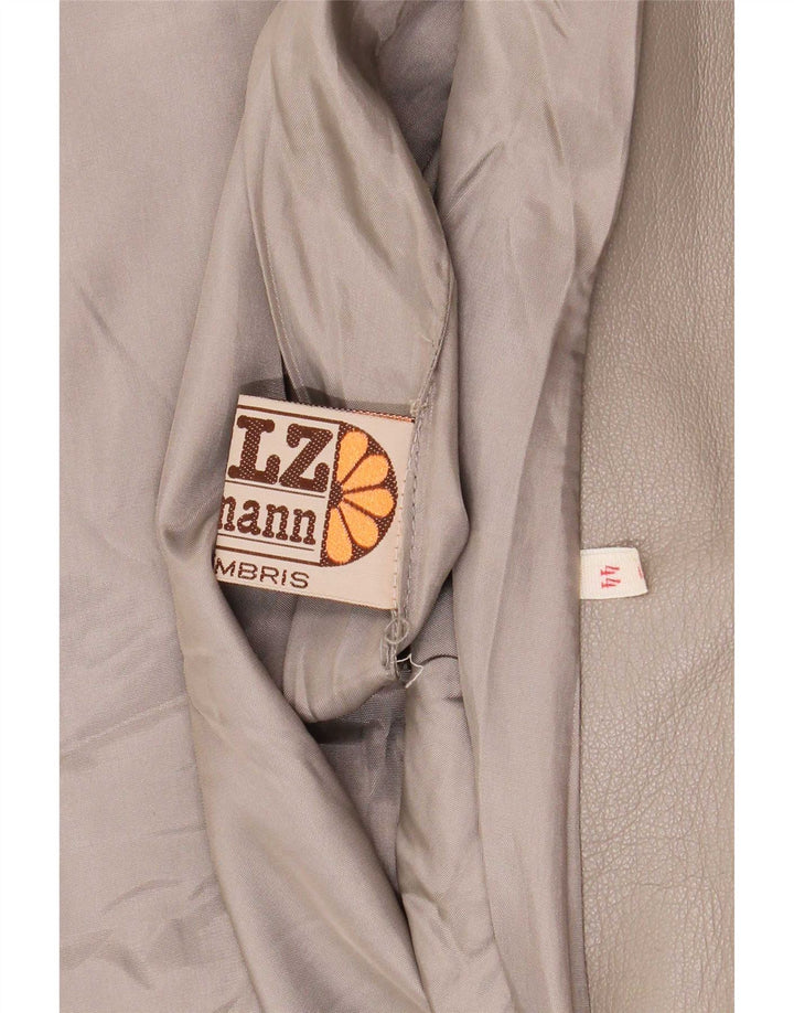 Abrigo de cuero vintage de gran tamaño para mujer IT 44 Gris medio