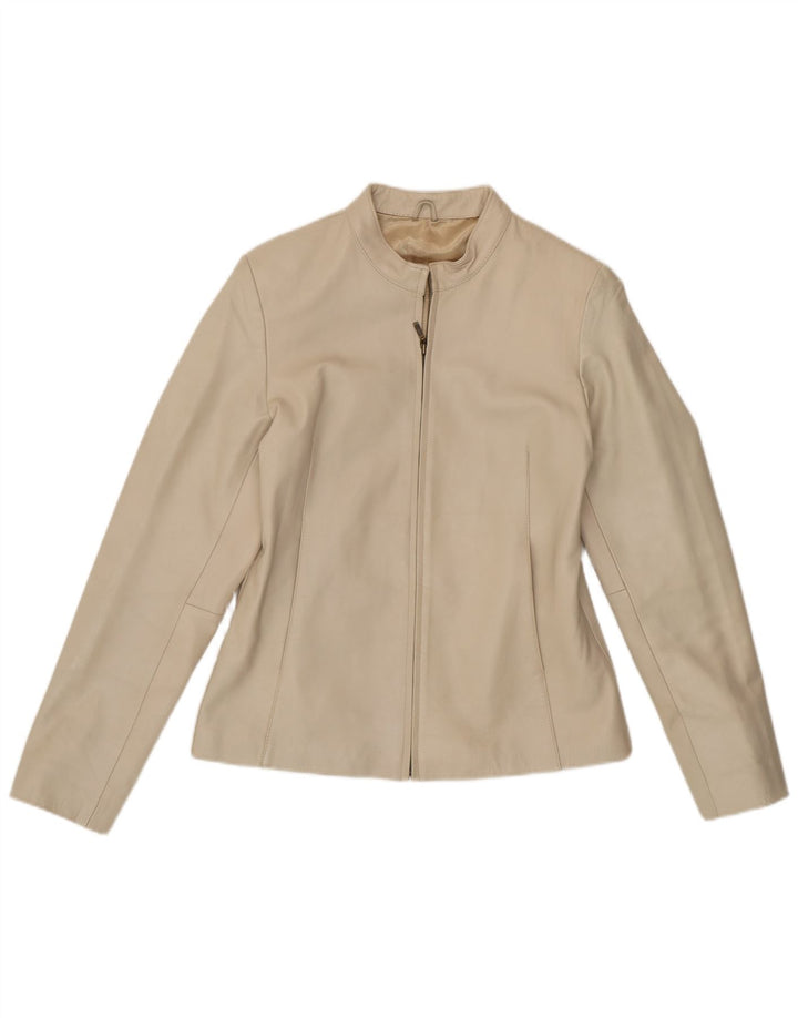 St. Bernard Chaqueta de cuero para mujer Reino Unido 12 Cuero beige mediano