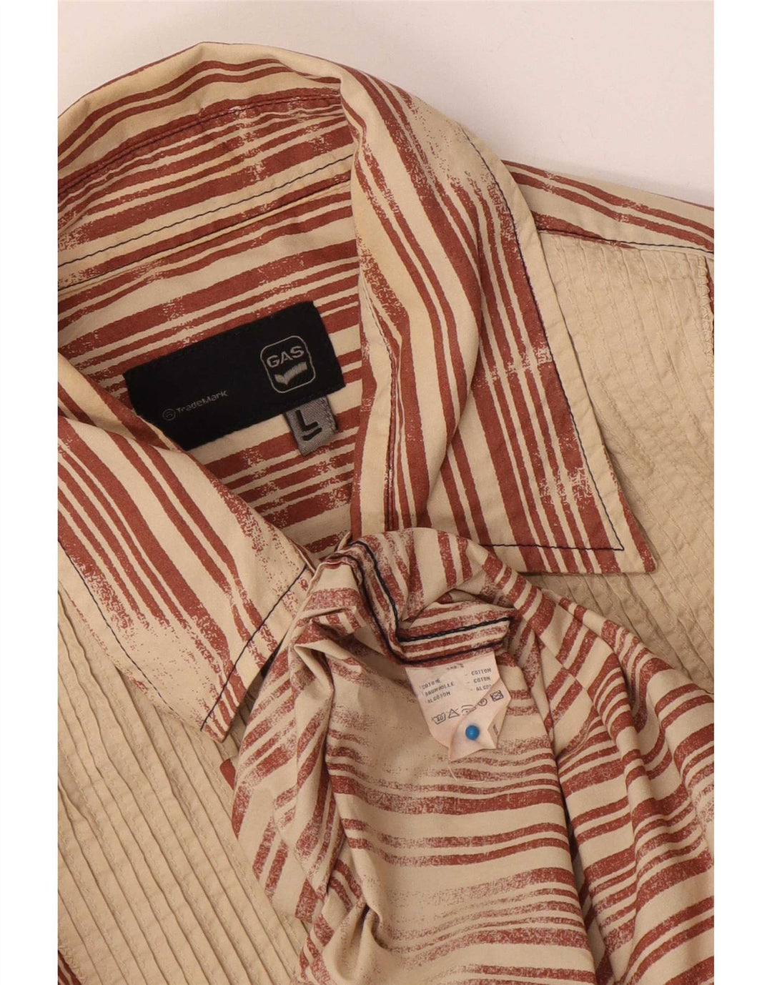 Camisa Gas Hombre Grande Algodón A Rayas Marrón