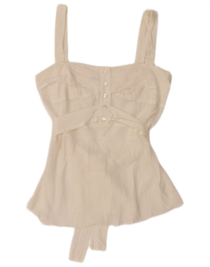 GUESS BY MARCIANO Blusa corta sin mangas para mujer UK 8 Small White