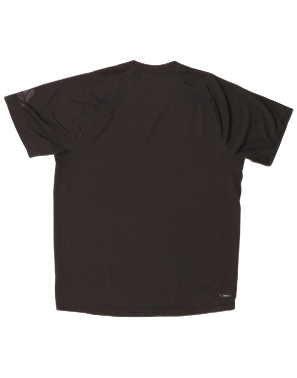 ADIDAS Camiseta gráfica Climalite para hombre Top grande poliéster negro