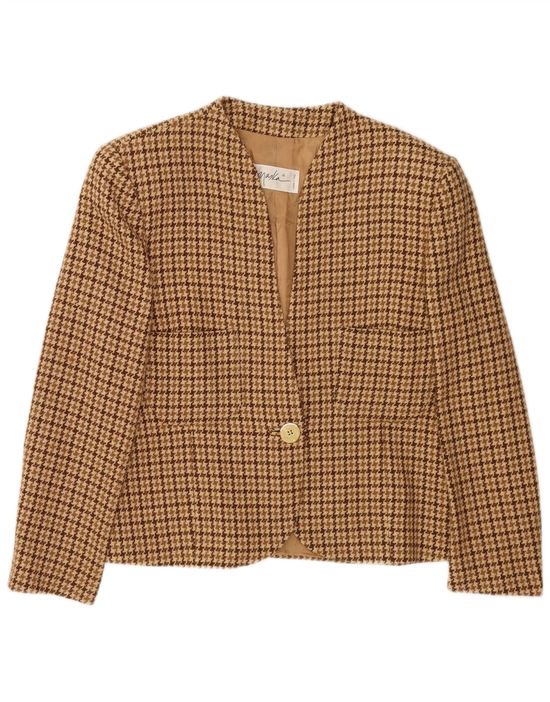 Chaqueta tipo blazer Maska con manga 3/4 para mujer IT 44 Medium Beige Houndstooth