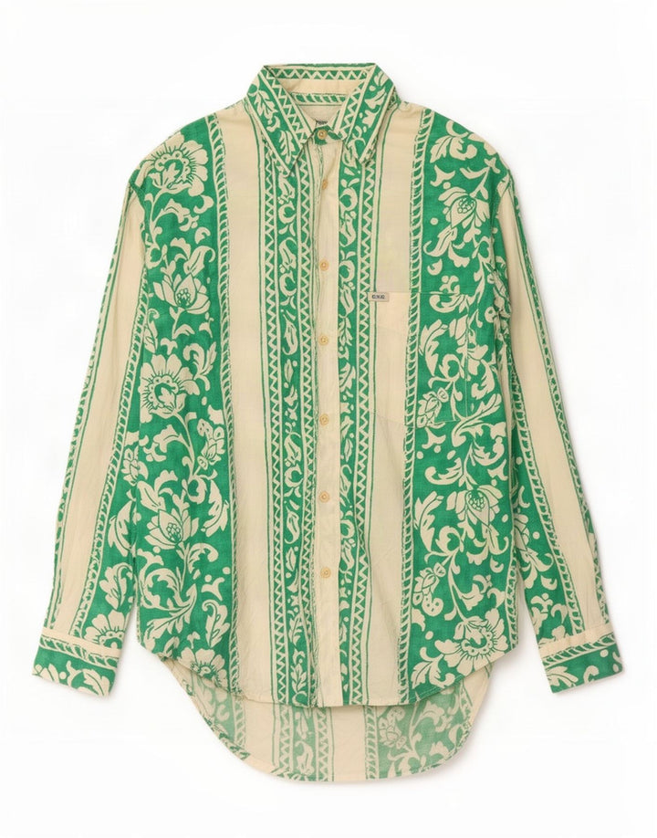 Camisa Gas Hombre Pequeña Algodón Floral Verde