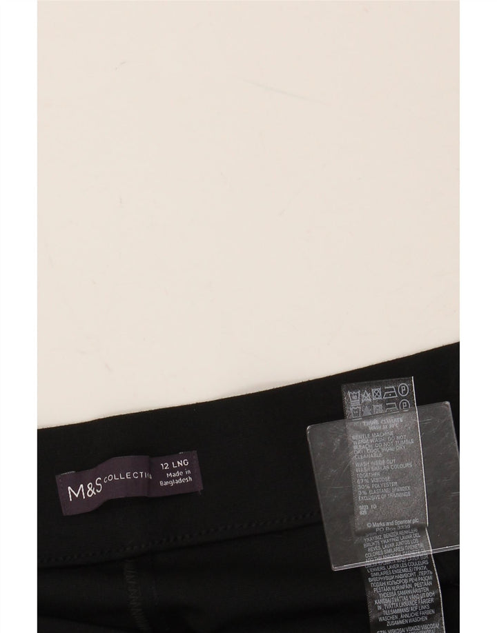 MARKS & SPENCER Pantalones casuales rectos para mujer UK 12 Medium W30 L30 Negro