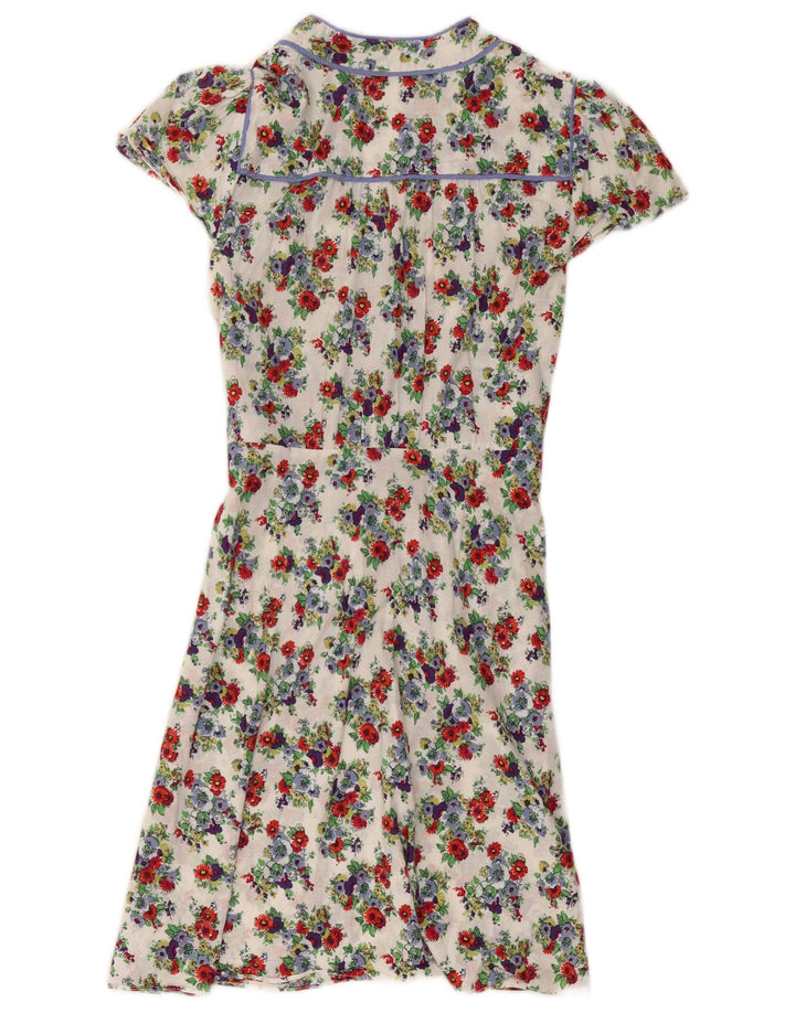 Oasis Vestido Acampanado para Mujer UK 40 Mediano Blanco Floral