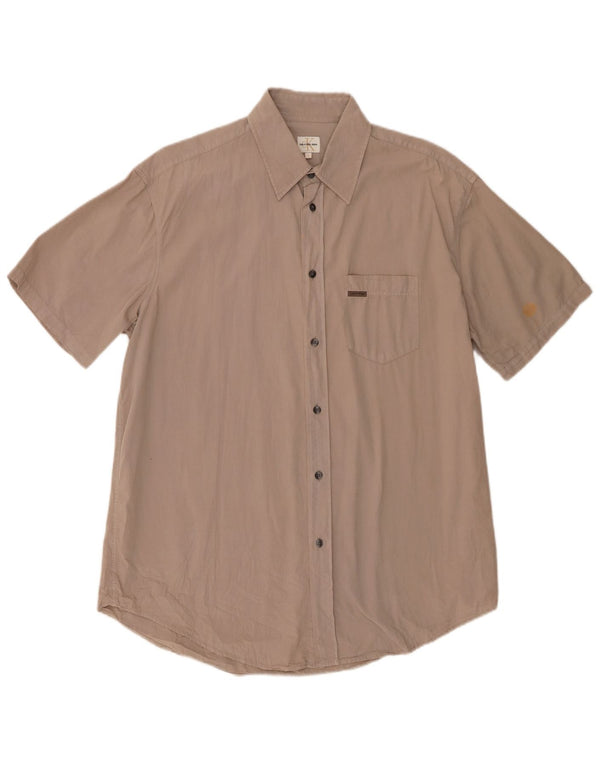 Camisa Calvin Klein Jeans Hombre Manga Corta Grande Algodón Beige