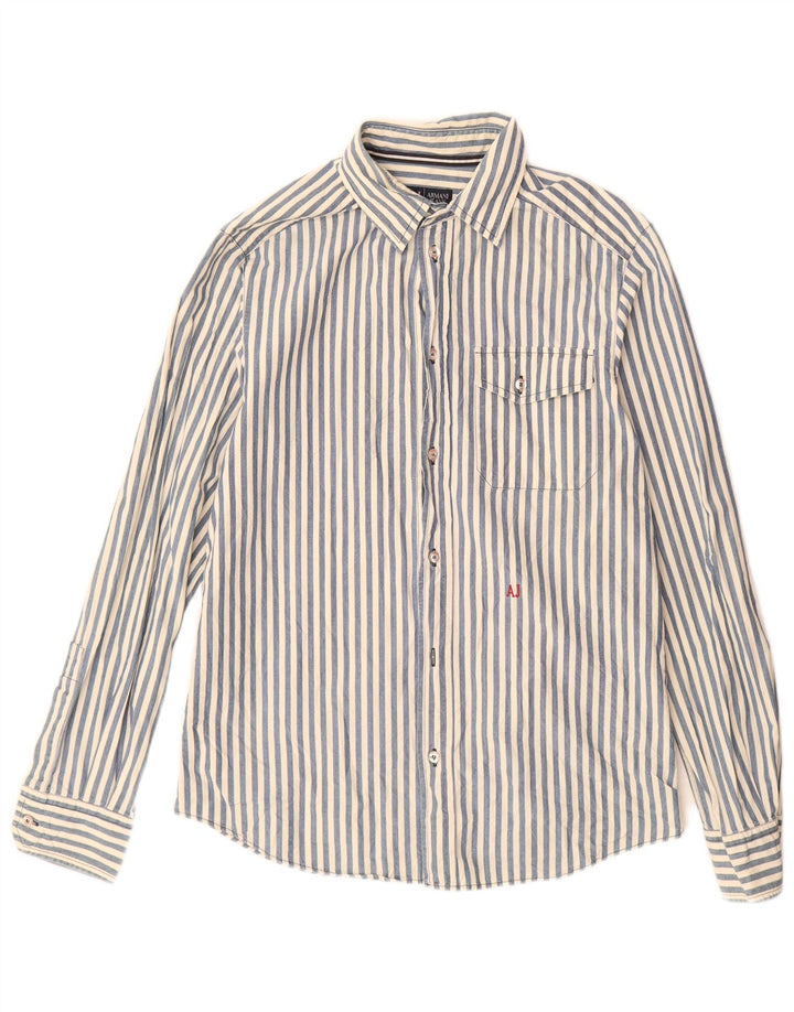ARMANI JEANS Camisa Hombre Algodón Rayas Azul Medio