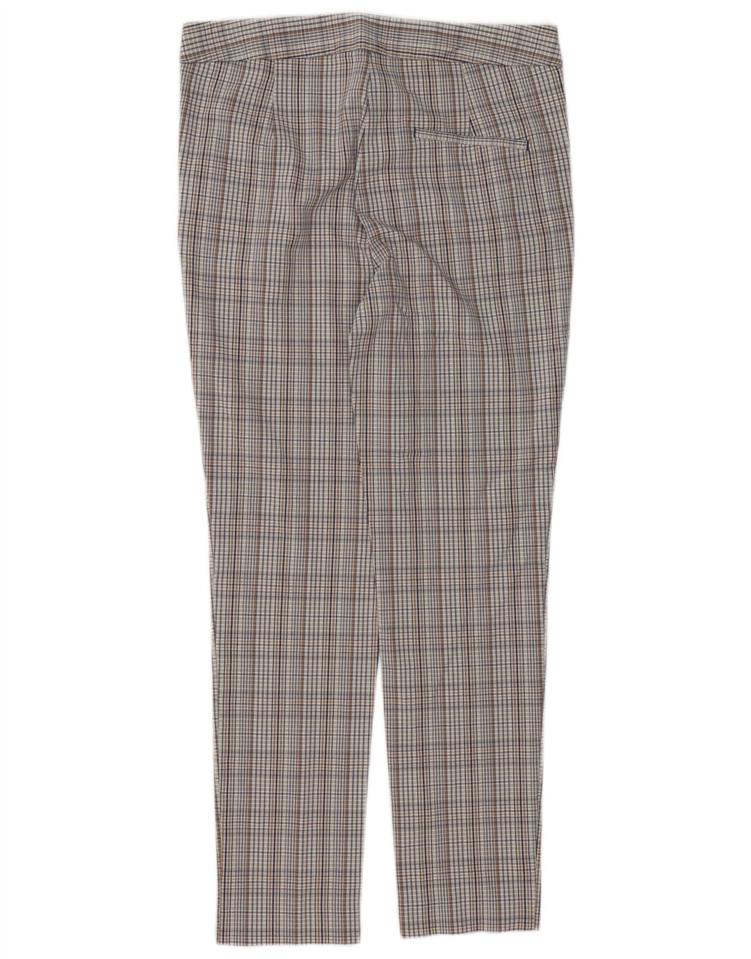 Zara Mujer Pantalón Chino Slim Medium W30 L27 Viscosa A Cuadros Gris