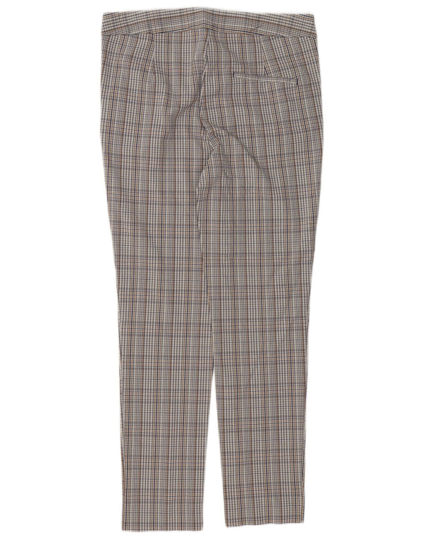 Zara Mujer Pantalón Chino Slim Medium W30 L27 Viscosa A Cuadros Gris