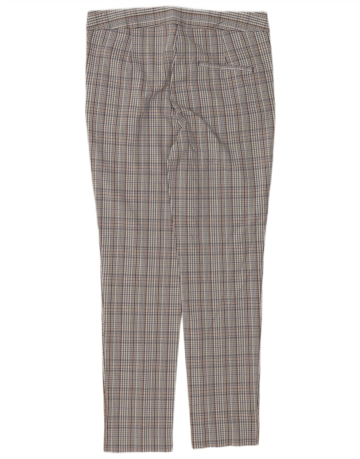 Zara Mujer Pantalón Chino Slim Medium W30 L27 Viscosa A Cuadros Gris