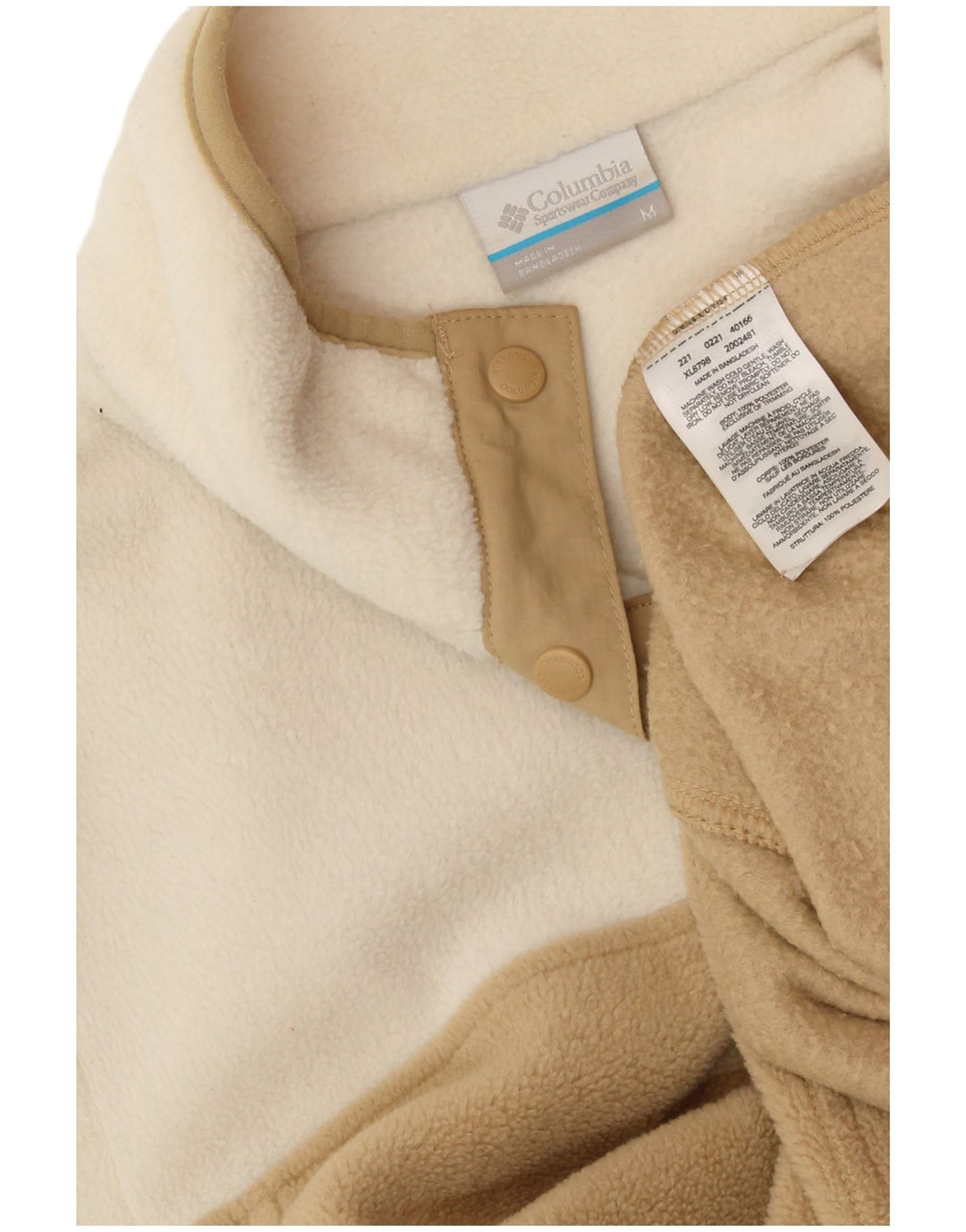 COLUMBIA Jersey corto de forro polar para mujer UK 44 Mediano Blanco Colorblock