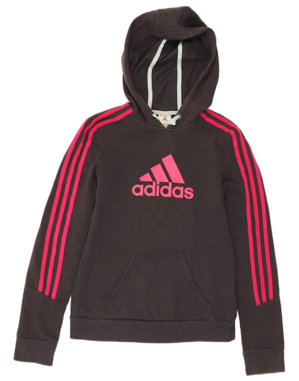 Adidas Sudadera con capucha gráfica para mujer UK 4/6 XS Gris Algodón