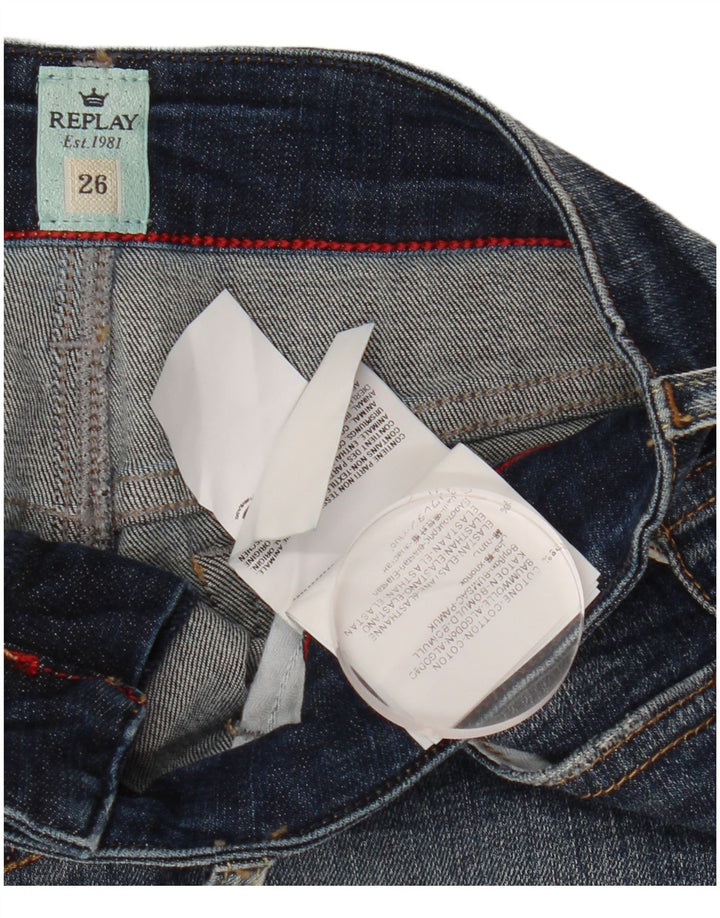 REPLAY Pantalones cortos vaqueros de mujer W26 Small Blue Cotton