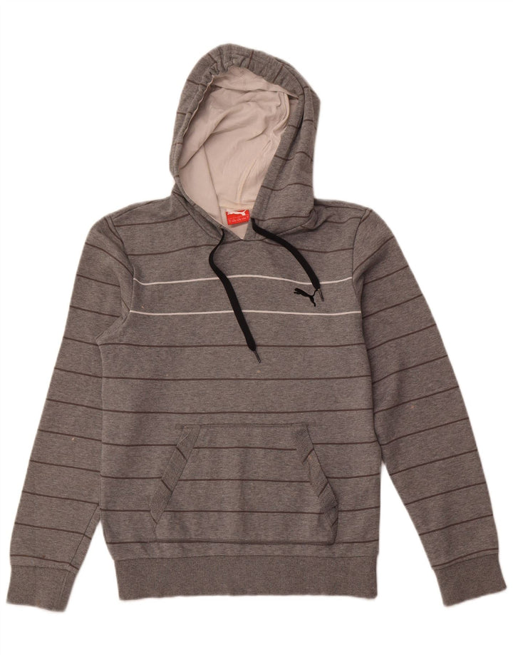 Puma Hombre Sudadera Con Capucha Jumper Small Gris Rayas Algodón