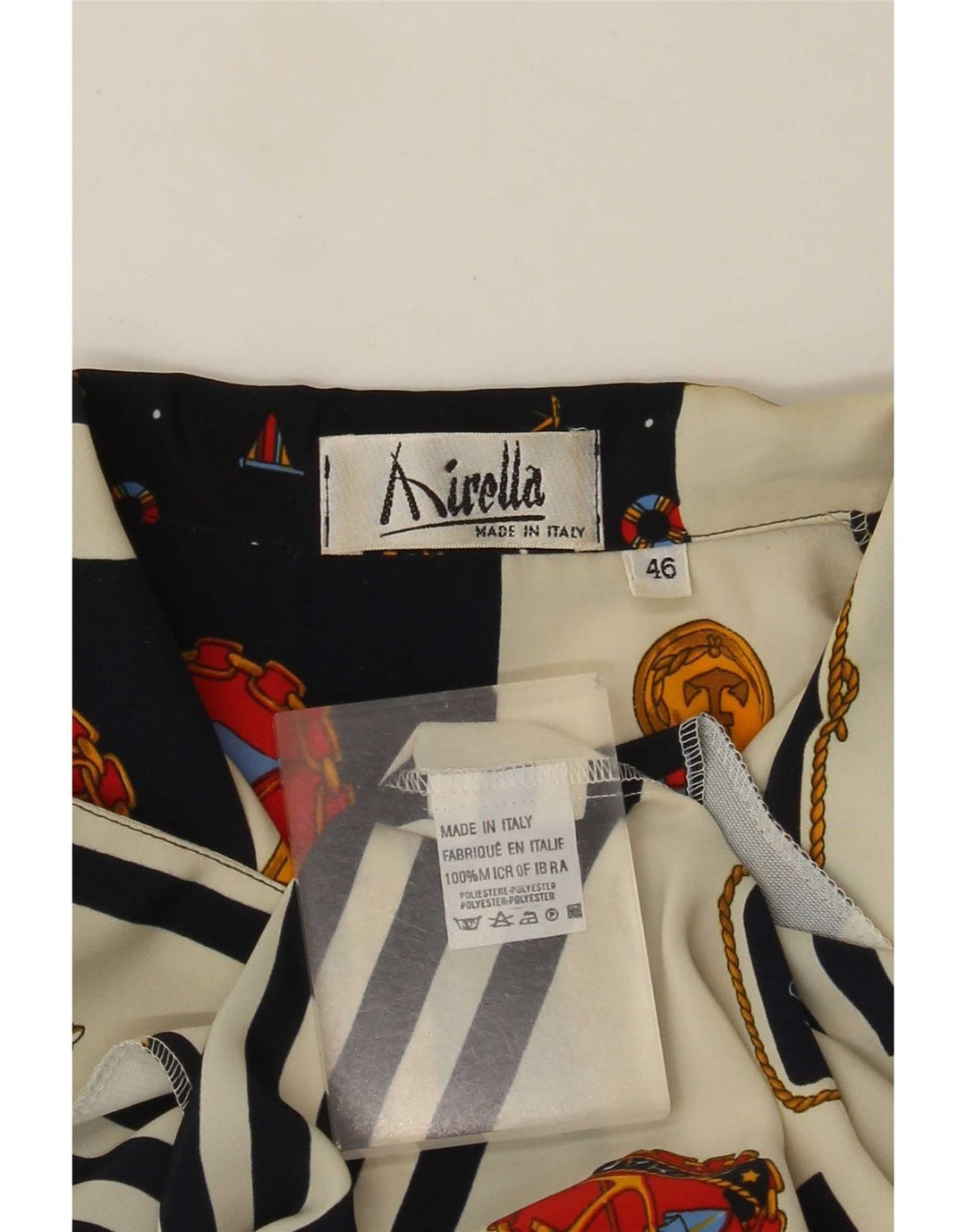 Mirella Blusa Camisera Mujer IT 46 Grande Multicolor Patchwork Náutico