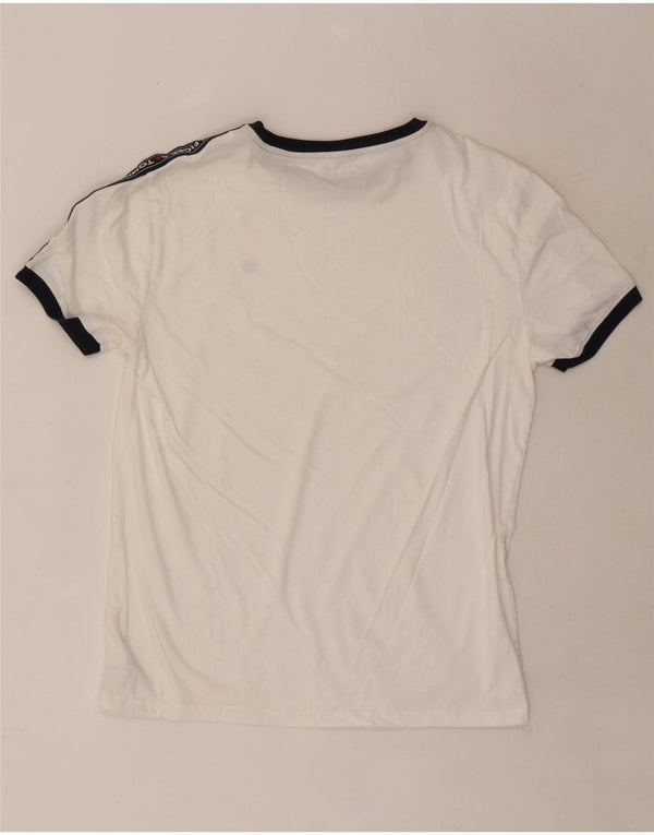 Tommy Hilfiger Camiseta gráfica para hombre Top mediano de algodón con bloques de color blanco