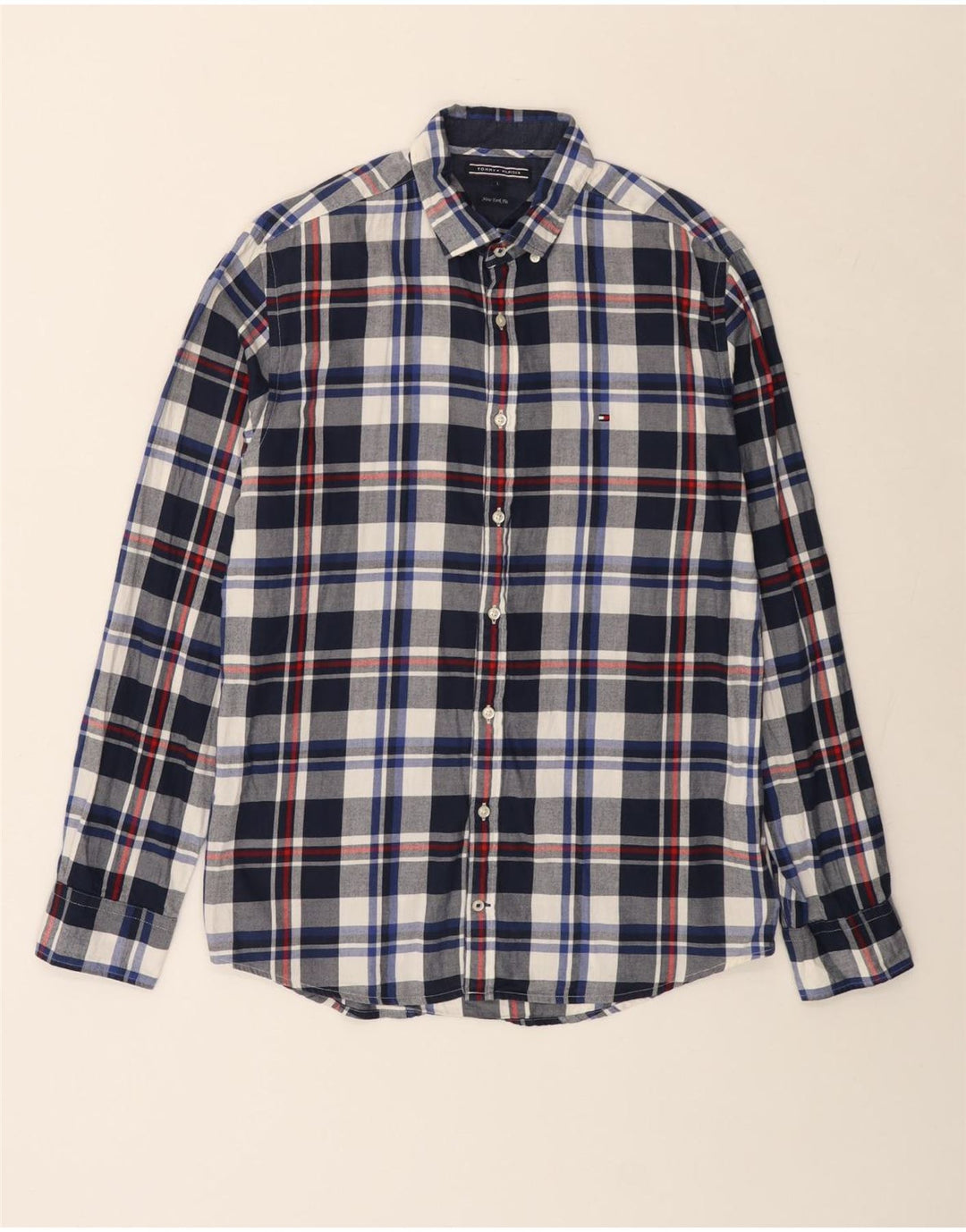 TOMMY HILFIGER Camisa de franela New York Fit para hombre, talla grande, cuadros azul marino