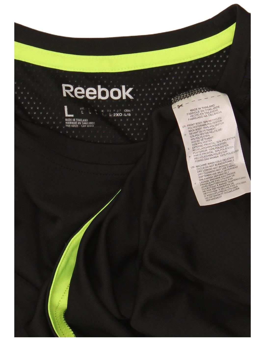 Reebok Hombre Top Manga Larga Grande Poliéster Negro