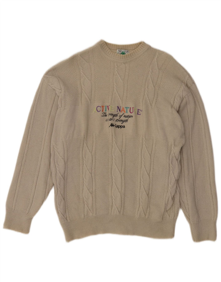 KAPPA Jersey con cuello redondo y gráfico para hombre, talla grande, color beige