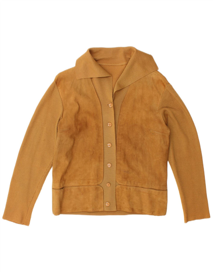 VINTAGE Suéter Cárdigan para Mujer Reino Unido 12 Beige Medio