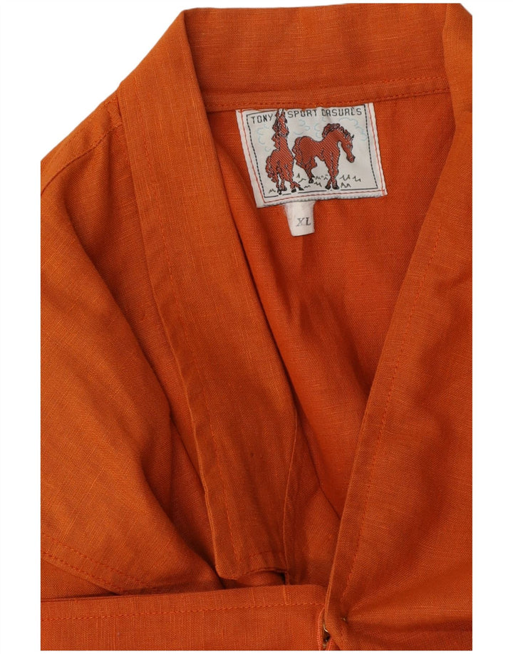 Vintage mujer 1 botón Blazer chaqueta Reino Unido 18 XL naranja
