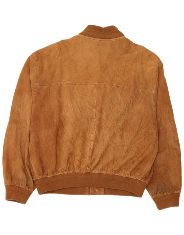 Vintage hombres ante bomber chaqueta Reino Unido 42 XL cuero marrón