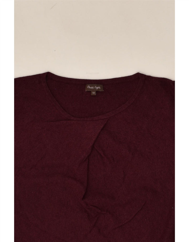 PHASE EIGHT Womens Longline Crew Neck Jumper Sweater UK 10 Small Burgundy | Vintage Phase Eight | Thrift | Second-Hand Phase Eight | Used Clothing | Messina Hembry 