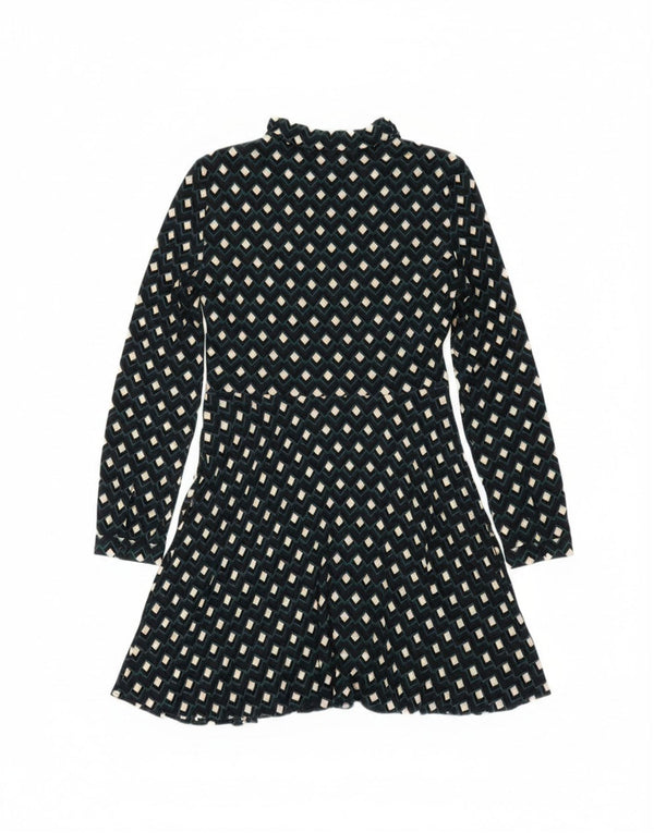 Zara Vestido Camisero Mujer UK 40 Grande Azul Marino Geométrico