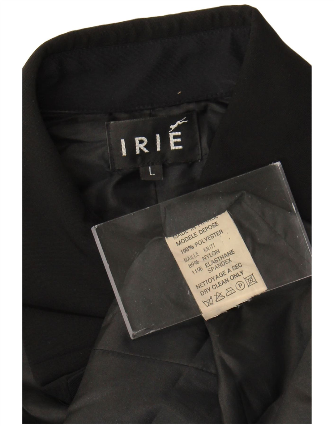 Vintage mujer 6 botón Blazer chaqueta Reino Unido 14 poliéster negro grande