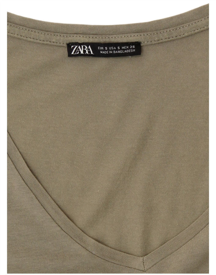 Zara Mujer Vestido Acampanado UK 10 Small Caqui