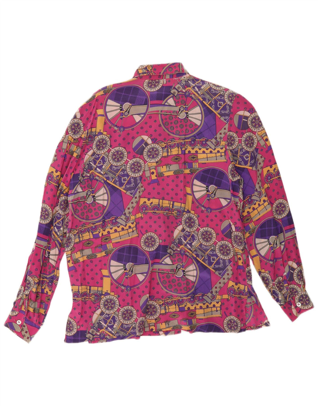 VINTAGE Mujer Patrón Abstracto Camisa Blusa IT 44 Rosa Medio