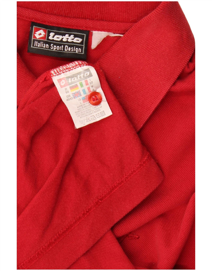 LOTTO Polo para hombre UK 40/42 Large Rojo Algodón