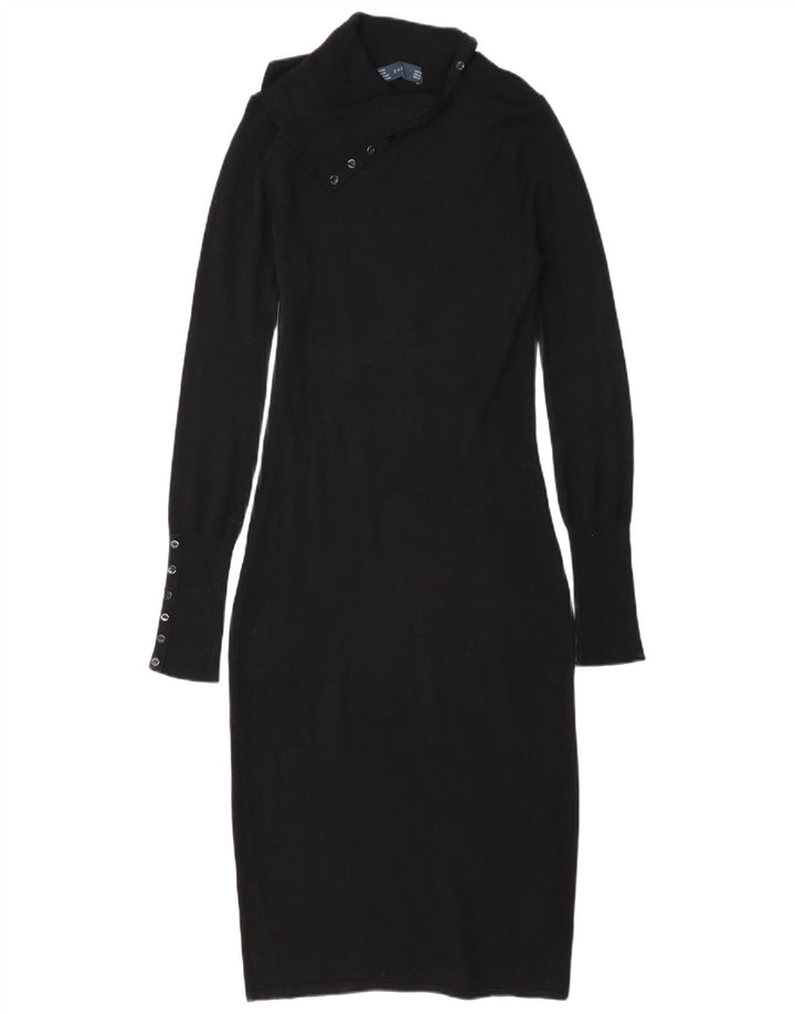 Zara Vestido Ajustado Mujer UK 44 Medio Rayón Negro