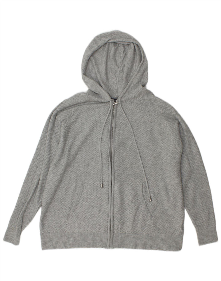 Marks & Spencer Suéter con capucha y cremallera de punto para mujer UK 44 Viscosa gris medio