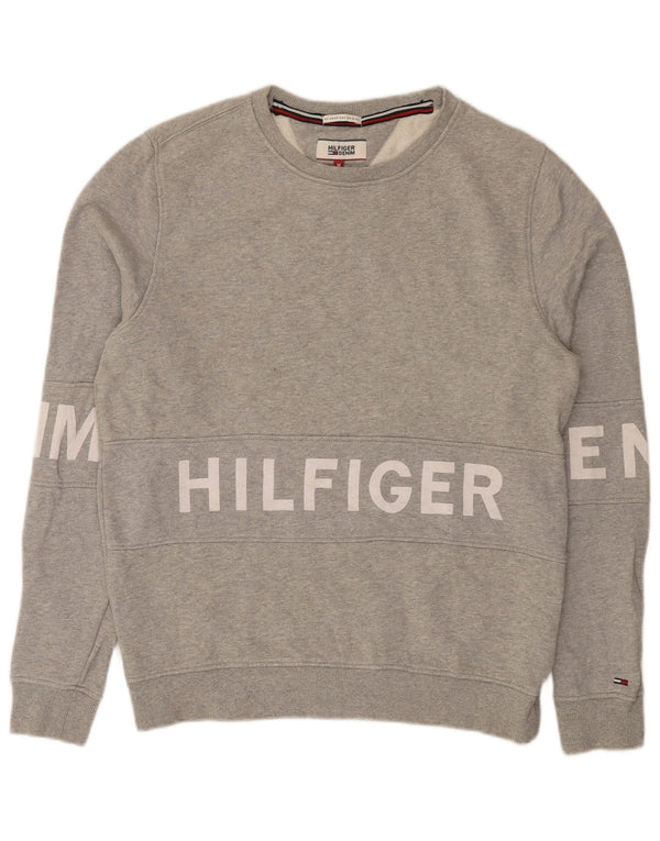 Tommy Hilfiger Hombre Sudadera Gráfica Jumper Algodón Gris Medio