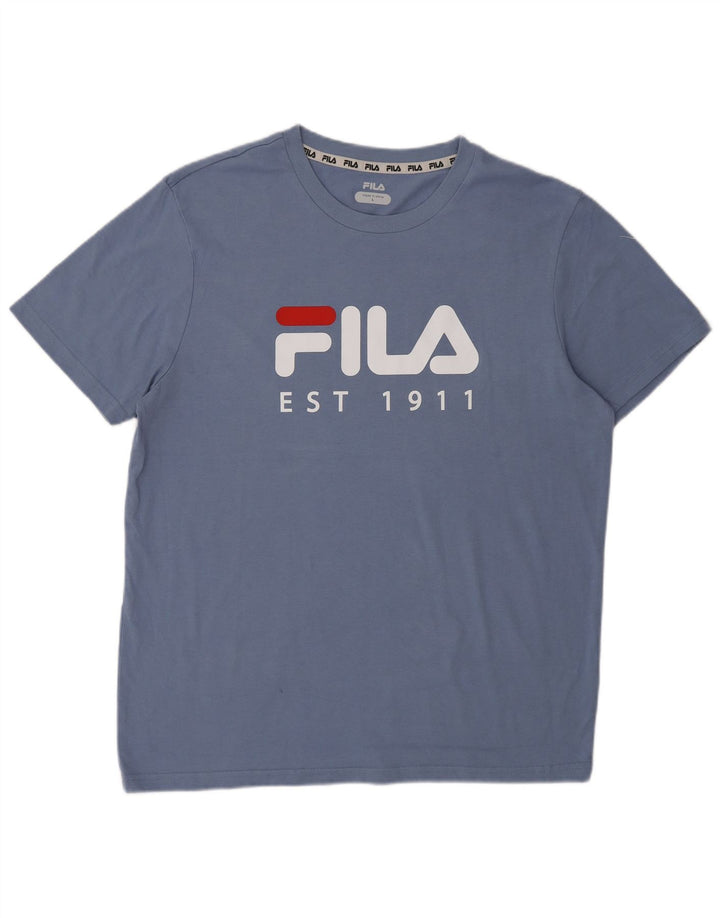 Fila - Camiseta gráfica para hombre, talla grande, algodón azul