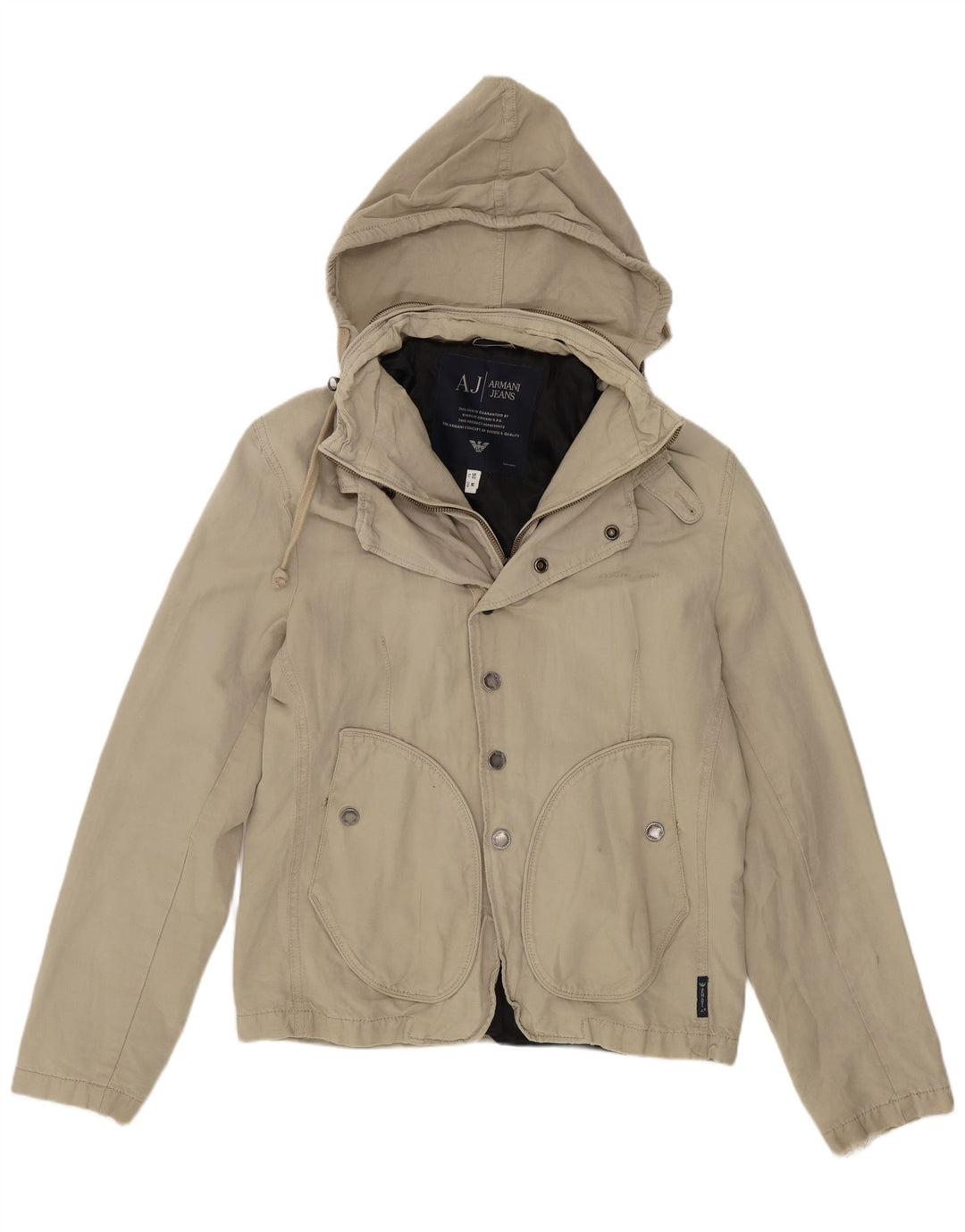 Armani Jeans Chaqueta bomber con capucha para hombre EU 50 Algodón beige medio